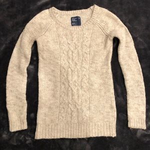 American Eagle Cable Knit Sweater Tan XS
